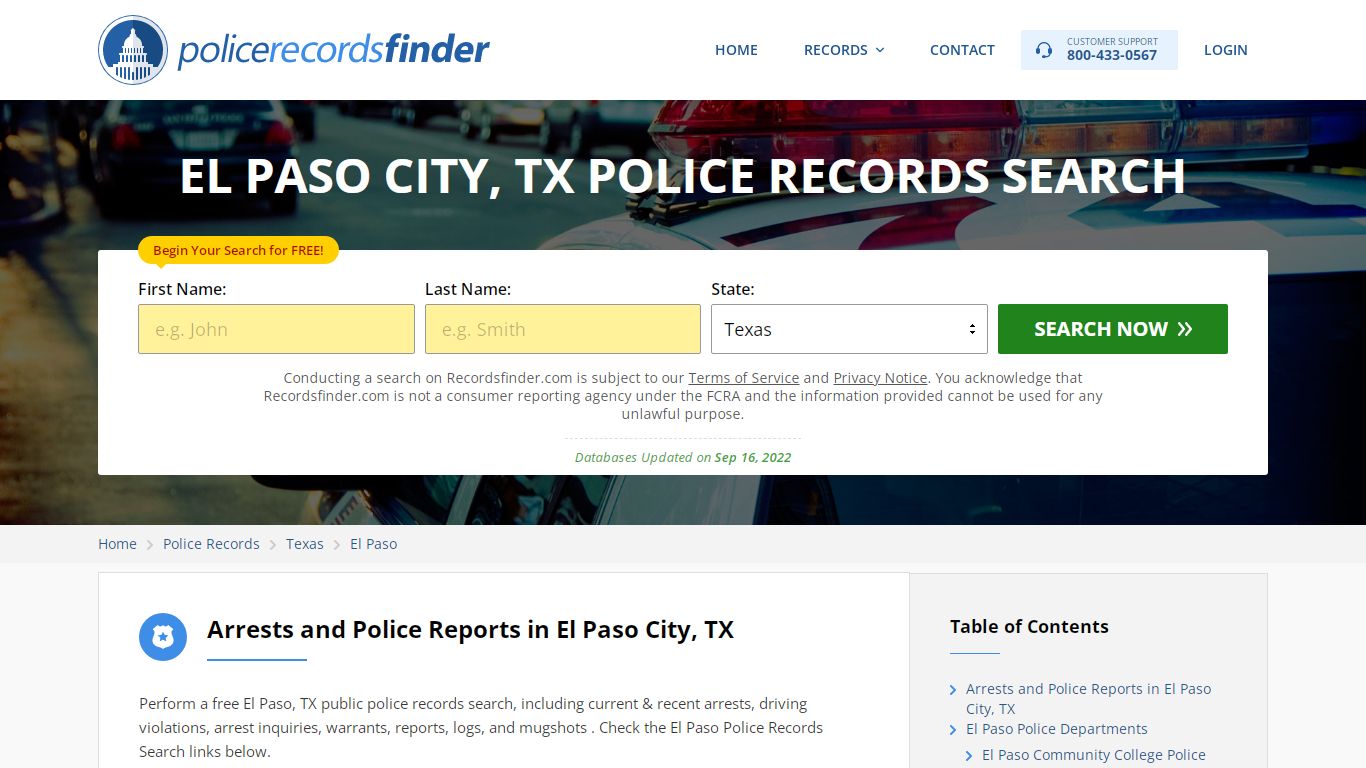 EL PASO CITY, TX POLICE RECORDS SEARCH - RecordsFinder